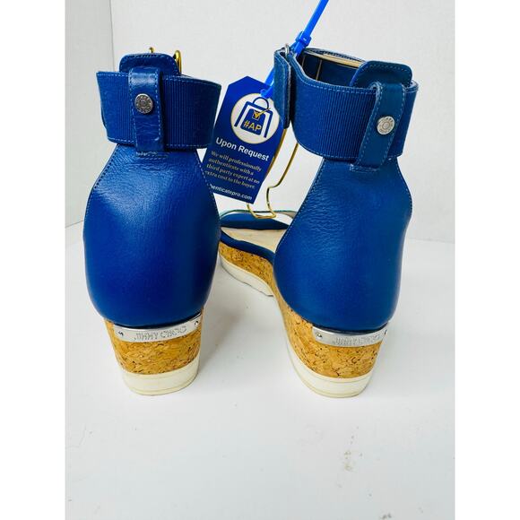 Jimmy Choo Blue Watersnake Neat Ankle Strap  Platform Sandals Size 40.5 (US10.5) - Picture 10 of 13